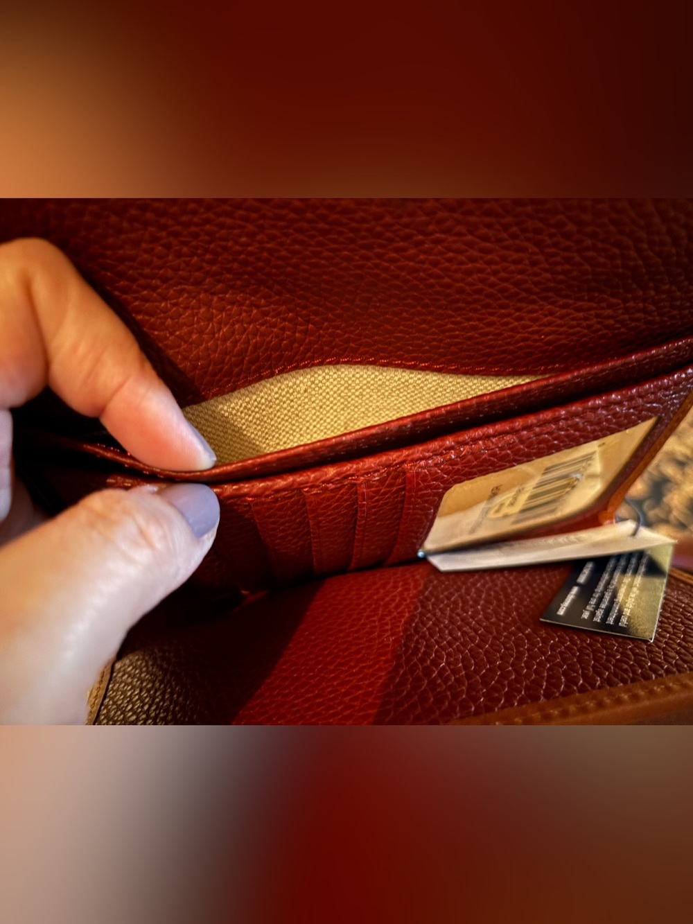 Dooney & Bourke Wine Red w Brown Trim Pebbled Leather Continental Wallet NIB 🏷️ - Picture 4 of 10